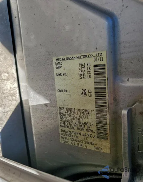 2011 Nissan Altima Base из США, поврежденный, VIN 1N4AL2AP3BN454502